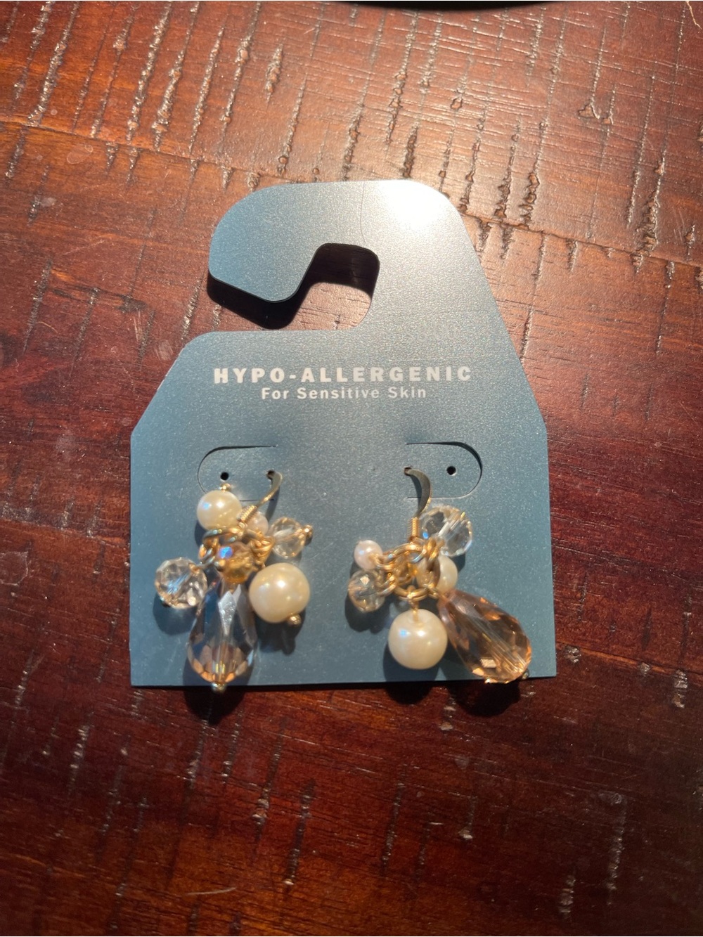 Gold Pearl & Crystal Drop Earrings - Ivory